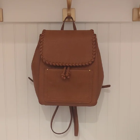 Style & Co Faux Leather Backpack Camel Tan/Brown Buckle Detail Casual Travel Bag Style & Co. | Bags | Style Co Brown Leather Backpack With  main image 2